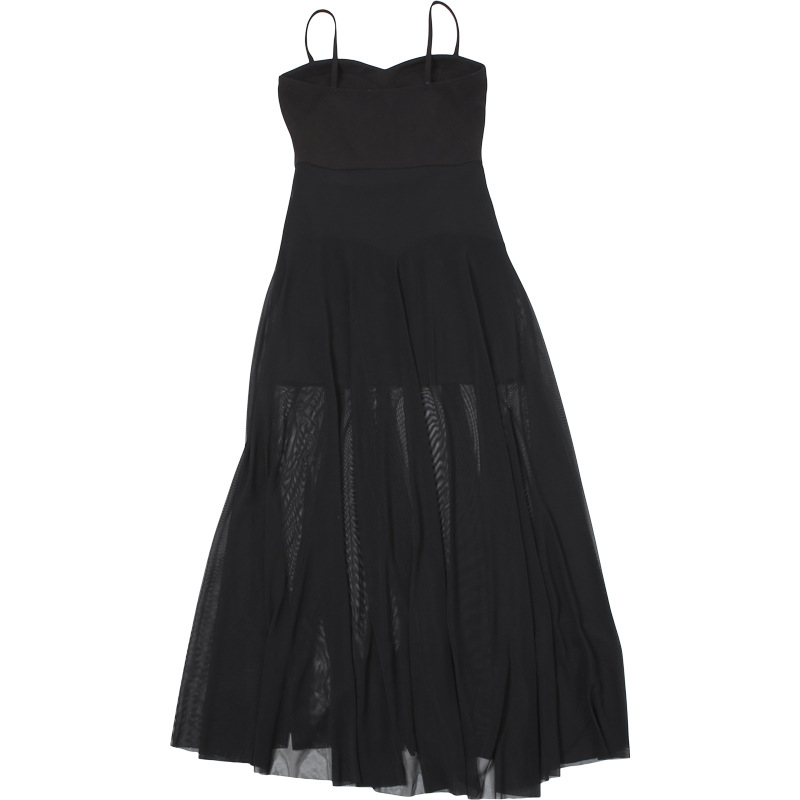 Дамска рокля без презрамки със право деколте, полиестер с еластан, висока талия, кройка A-line, дълга