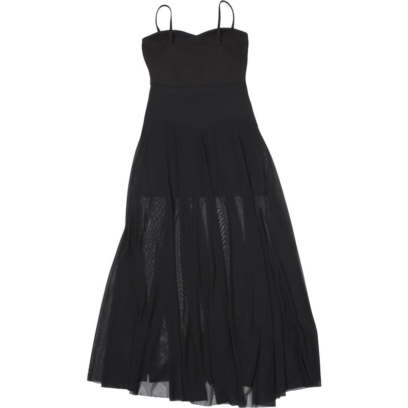 Дамска рокля без презрамки със право деколте, полиестер с еластан, висока талия, кройка A-line, дълга