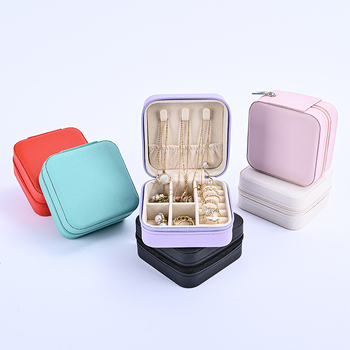 Ékszerdoboz tükrössel és cipzárral - Cortex anyag, casual stílus, kemény kivitel