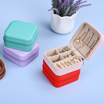 Ékszerdoboz tükrössel és cipzárral - Cortex anyag, casual stílus, kemény kivitel