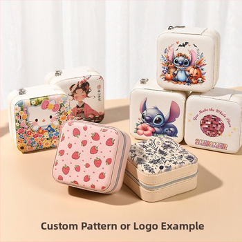 Ékszerdoboz tükrössel és cipzárral - Cortex anyag, casual stílus, kemény kivitel