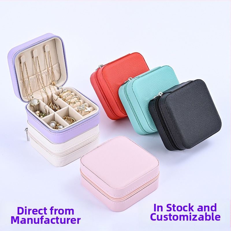 Ékszerdoboz tükrössel és cipzárral - Cortex anyag, casual stílus, kemény kivitel