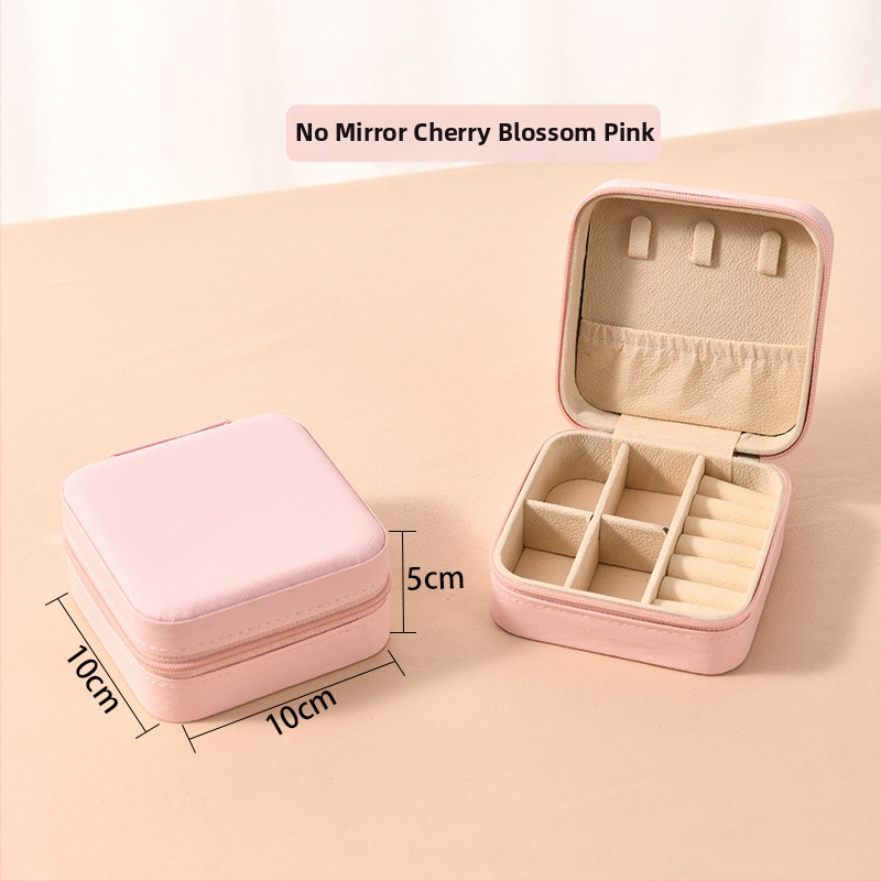 Ékszerdoboz tükrössel és cipzárral - Cortex anyag, casual stílus, kemény kivitel