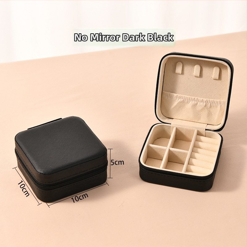 Ékszerdoboz tükrössel és cipzárral - Cortex anyag, casual stílus, kemény kivitel