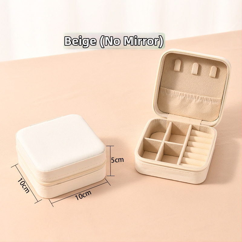 Ékszerdoboz tükrössel és cipzárral - Cortex anyag, casual stílus, kemény kivitel