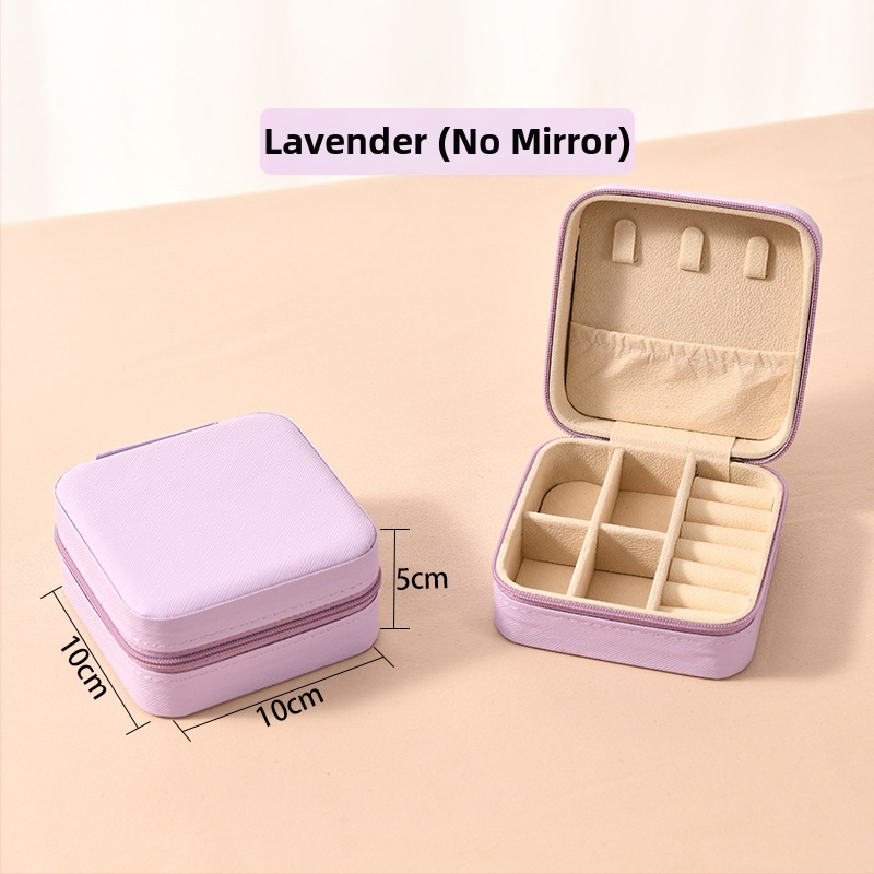 Ékszerdoboz tükrössel és cipzárral - Cortex anyag, casual stílus, kemény kivitel