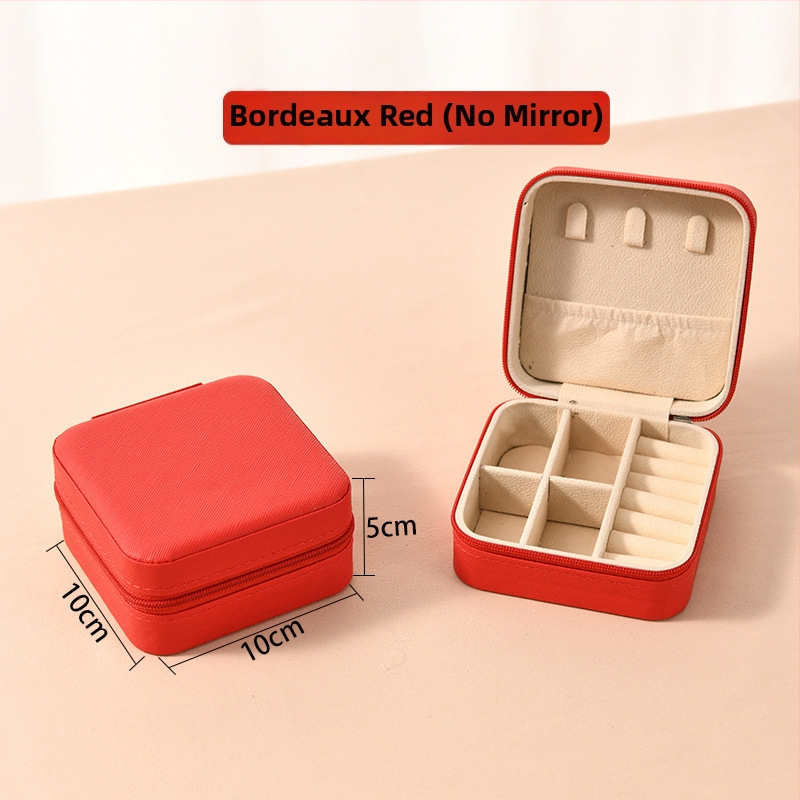 Ékszerdoboz tükrössel és cipzárral - Cortex anyag, casual stílus, kemény kivitel