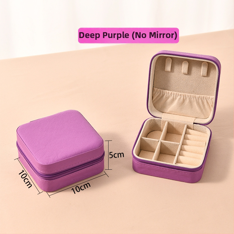 Ékszerdoboz tükrössel és cipzárral - Cortex anyag, casual stílus, kemény kivitel