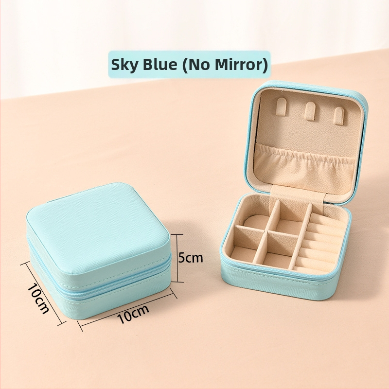 Ékszerdoboz tükrössel és cipzárral - Cortex anyag, casual stílus, kemény kivitel