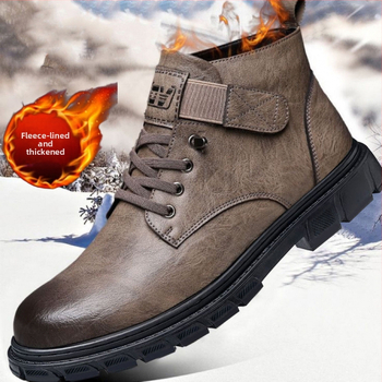 Vyriski žieminiai Martin batai su velūro vidiniu apmušalu, aukštas viršus, PU odos viršus, Velcro užsegimas, injekciškai formuota padas