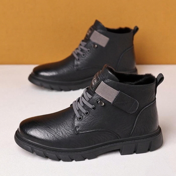 Vyriski žieminiai Martin batai su velūro vidiniu apmušalu, aukštas viršus, PU odos viršus, Velcro užsegimas, injekciškai formuota padas