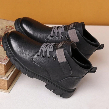 Vyriski žieminiai Martin batai su velūro vidiniu apmušalu, aukštas viršus, PU odos viršus, Velcro užsegimas, injekciškai formuota padas