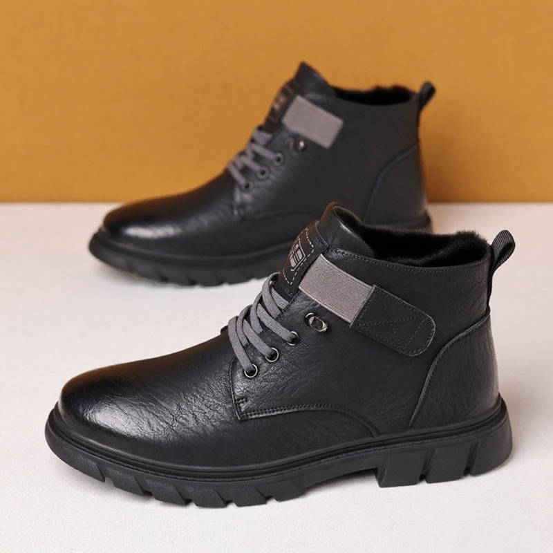 Vyriski žieminiai Martin batai su velūro vidiniu apmušalu, aukštas viršus, PU odos viršus, Velcro užsegimas, injekciškai formuota padas