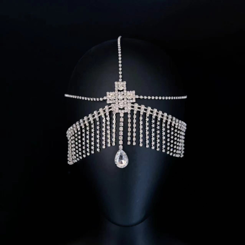 Медна лента за глава с кристали и висулка – електроплатина, независима опаковка, лицензирана частна марка, лято 2024