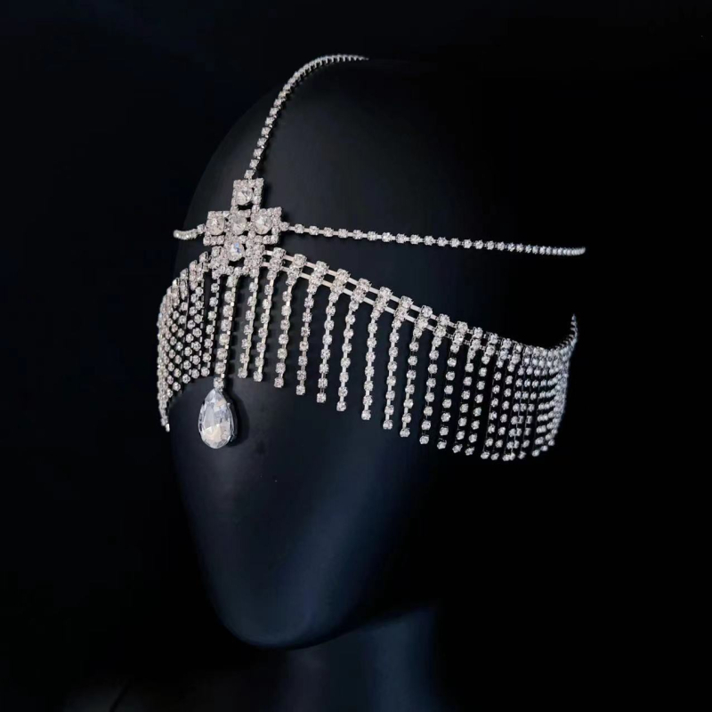 Медна лента за глава с кристали и висулка – електроплатина, независима опаковка, лицензирана частна марка, лято 2024