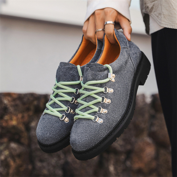 Vyriniai kasdieniai batai su stora padu, guma padas, Ox velvet viršus, apvali nosis