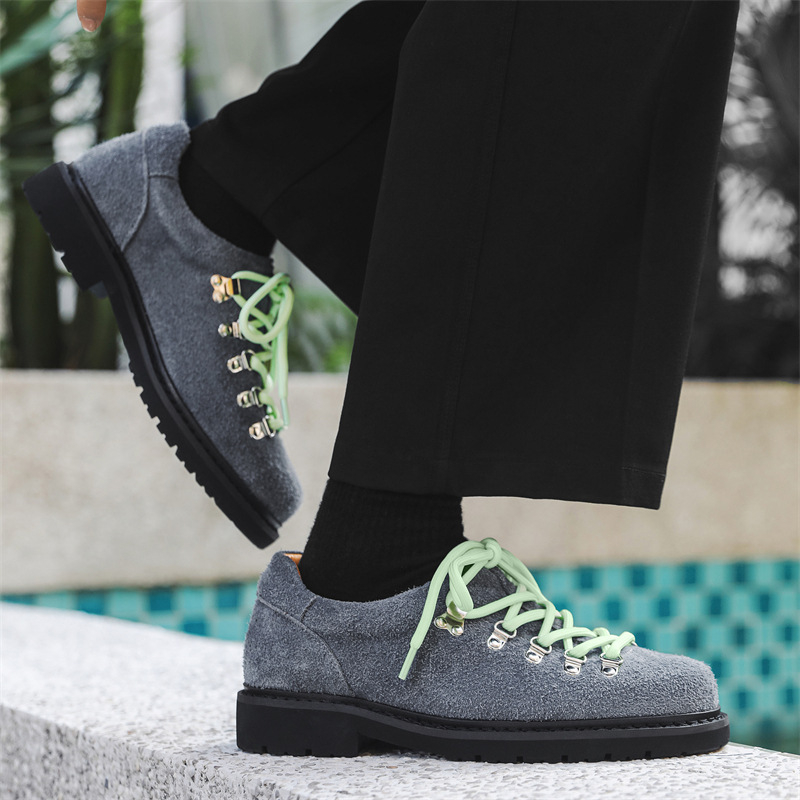 Vyriniai kasdieniai batai su stora padu, guma padas, Ox velvet viršus, apvali nosis