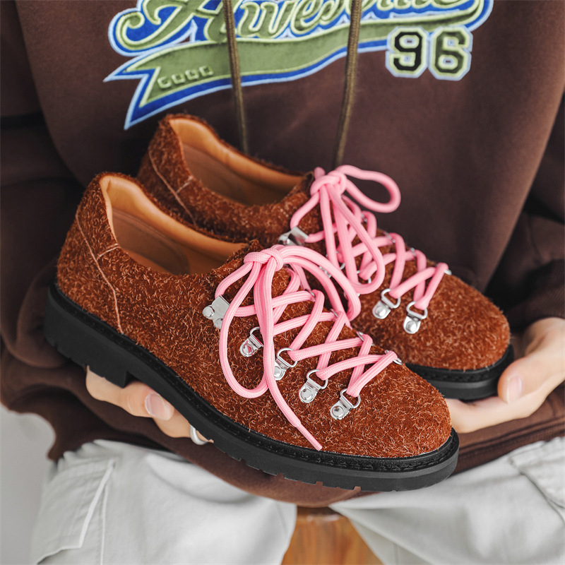 Vyriniai kasdieniai batai su stora padu, guma padas, Ox velvet viršus, apvali nosis