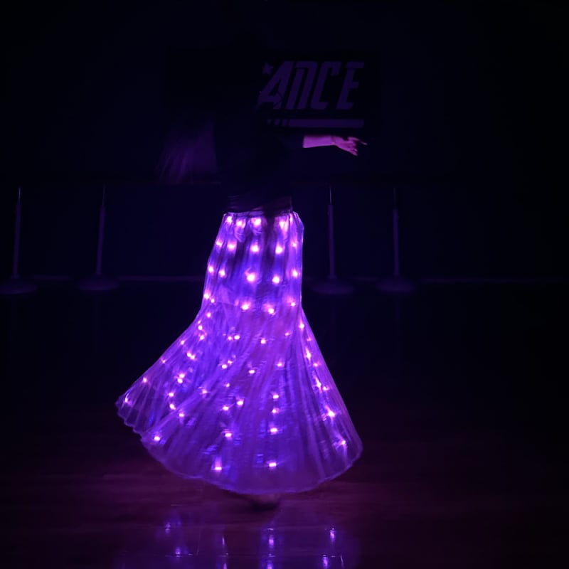 Fustă LED cu iluminare pentru costum de belly dance, poliester, reîncărcabilă, stil european-american