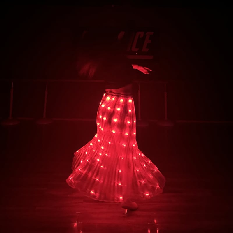 Fustă LED cu iluminare pentru costum de belly dance, poliester, reîncărcabilă, stil european-american