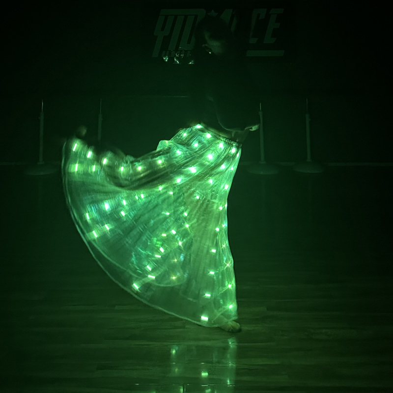 Fustă LED cu iluminare pentru costum de belly dance, poliester, reîncărcabilă, stil european-american
