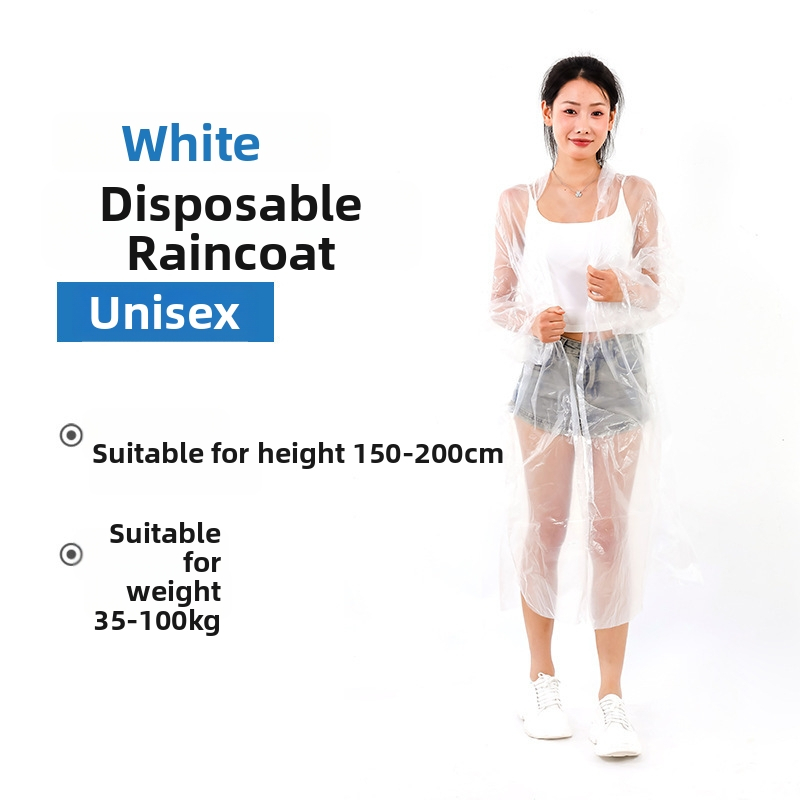 Vienkartinis lietaus pončas žygiams su PE audiniu, įprasto storio, 60–100 g, vienam asmeniui.