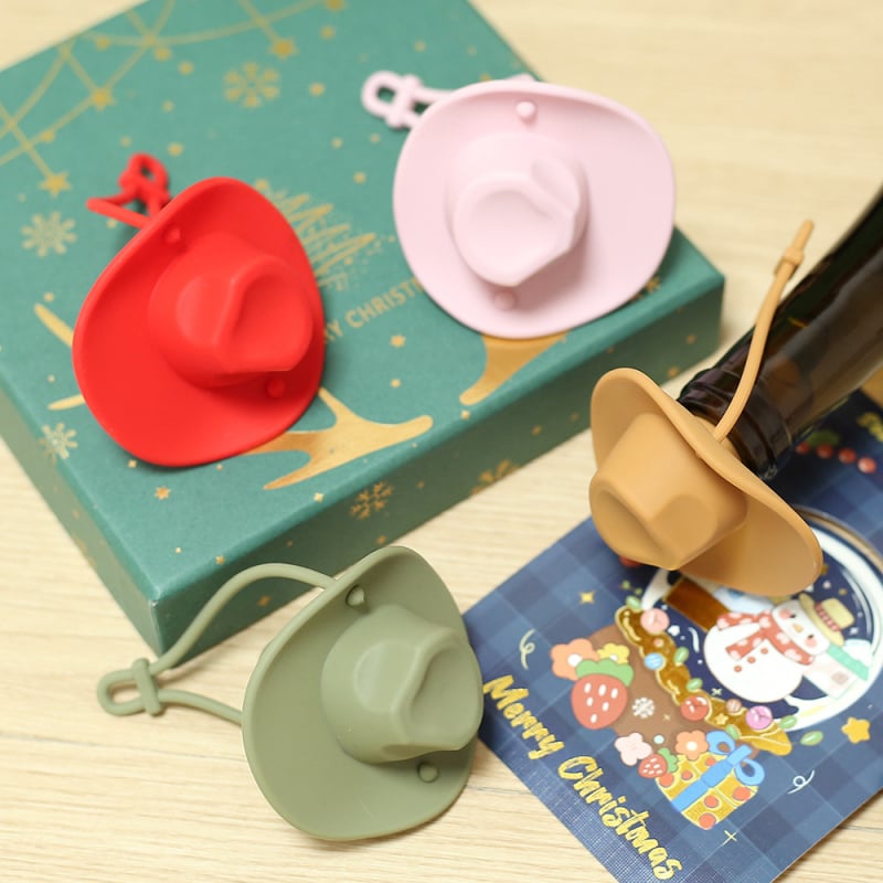 Szilikonból készült cowboy kalap formájú borosüveg-dugó, élelmiszer-minőségű, szivárgásmentes, logó nyomtatás lehetséges, testreszabható