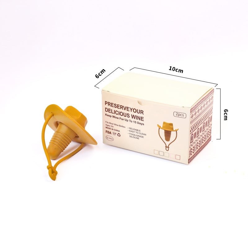 Szilikonból készült cowboy kalap formájú borosüveg-dugó, élelmiszer-minőségű, szivárgásmentes, logó nyomtatás lehetséges, testreszabható