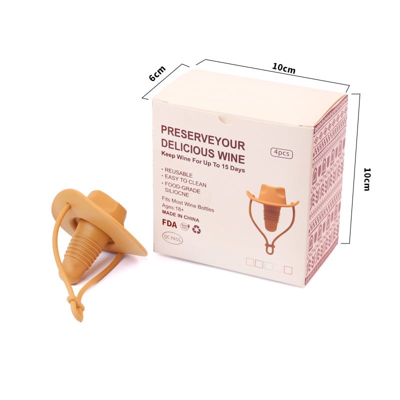 Szilikonból készült cowboy kalap formájú borosüveg-dugó, élelmiszer-minőségű, szivárgásmentes, logó nyomtatás lehetséges, testreszabható