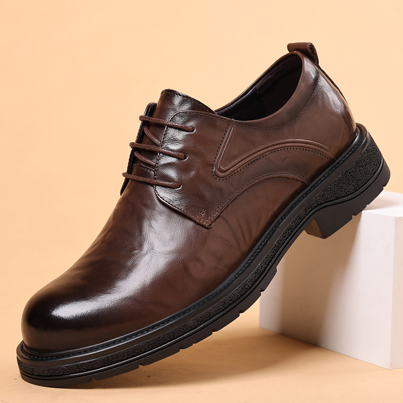 Vyriski odiniai bateliai verslo ir kasdieniam naudojimui, kvėpuojantys, neslystantys, apvali nosis, guma padas, žemas kulnas 1–3 cm