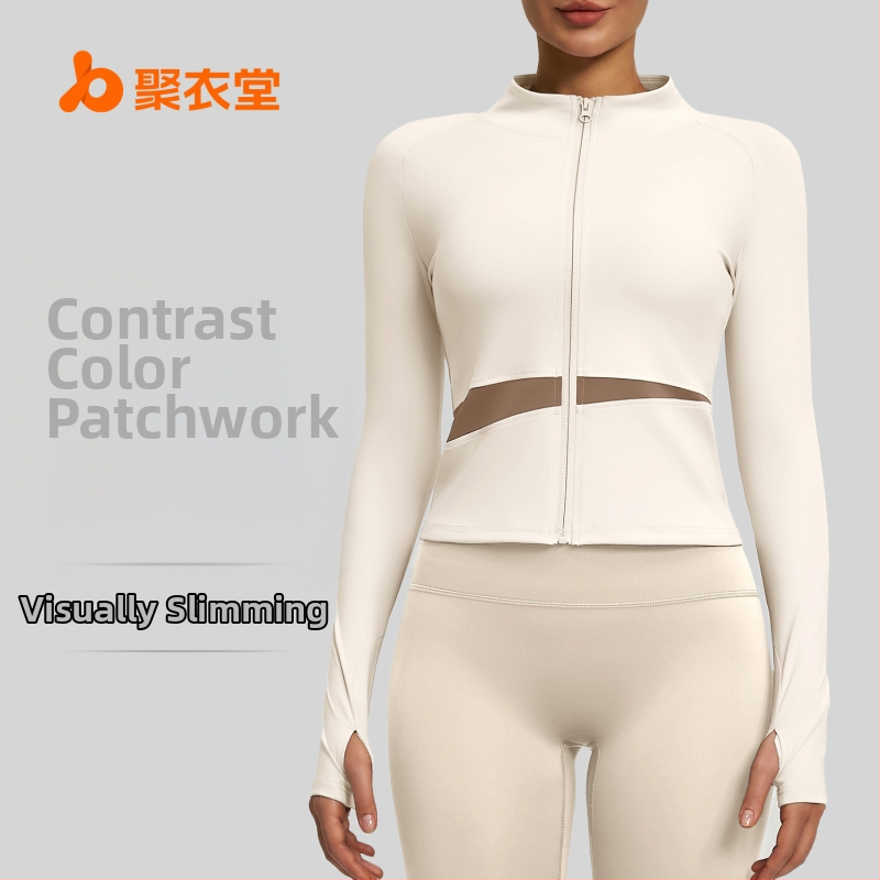 Joga jaka, Eiropas–amerikāņu stilā, ar augstu apkakli, elpojoša (garās piedurknes, 82,5% poliester)