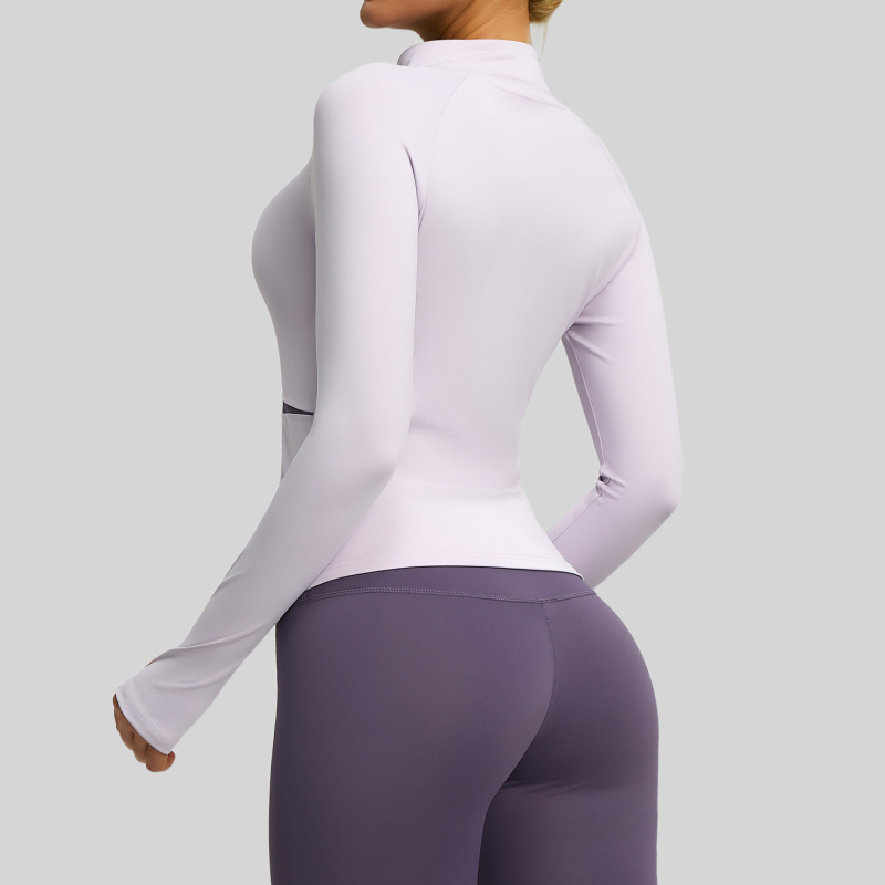 Joga jaka, Eiropas–amerikāņu stilā, ar augstu apkakli, elpojoša (garās piedurknes, 82,5% poliester)