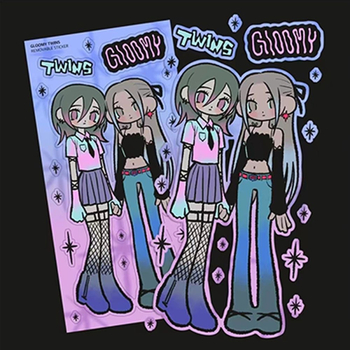 Stickere pentru planner: stil coreean, caracter cu uniformă Y2K, adezive, hârtie sintetică, imprimare, fără licență IP