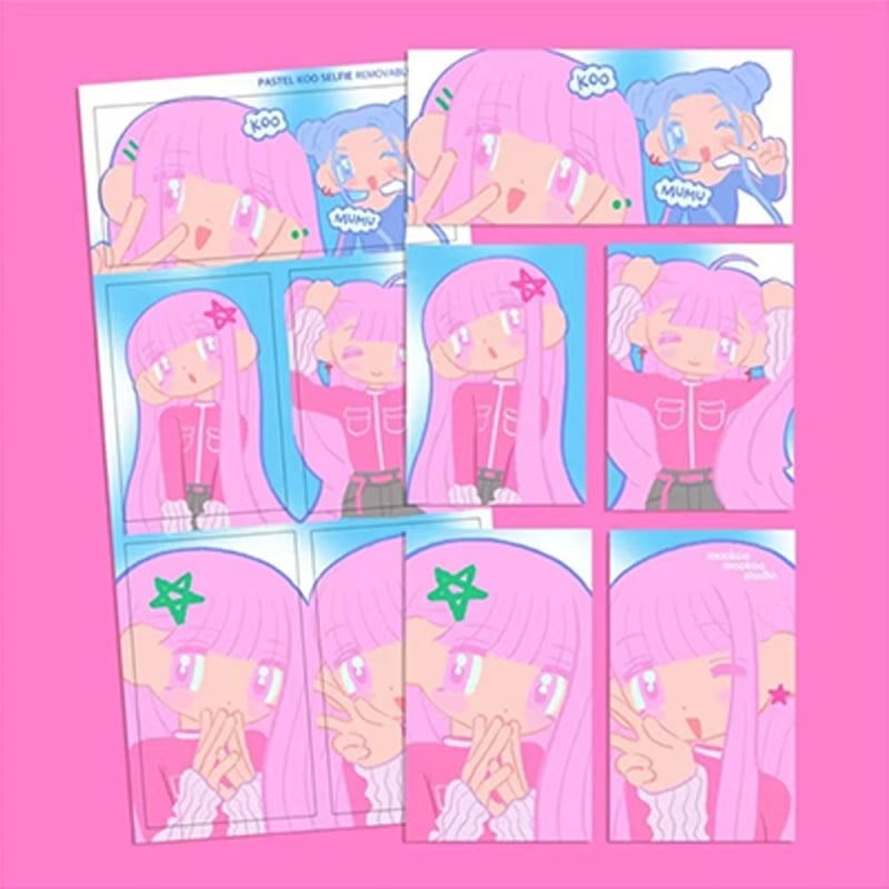 Stickere pentru planner: stil coreean, caracter cu uniformă Y2K, adezive, hârtie sintetică, imprimare, fără licență IP