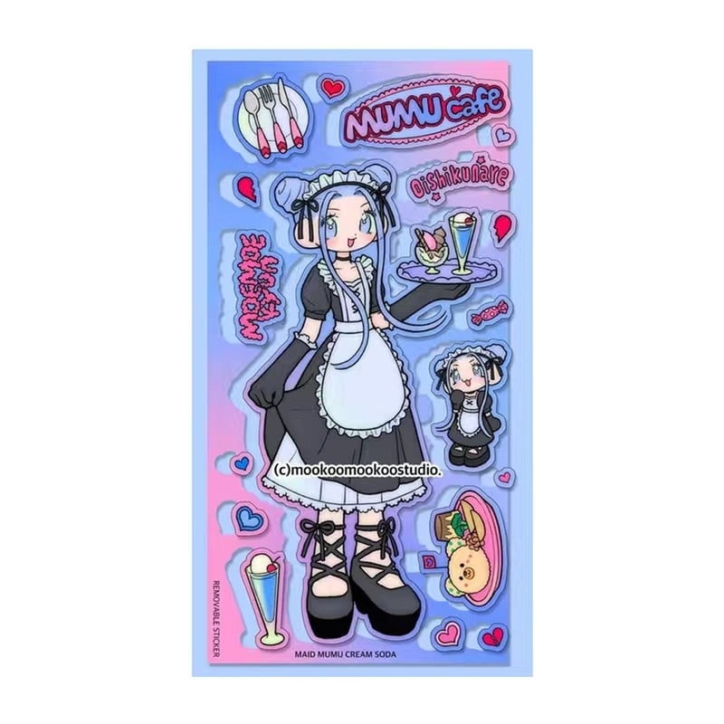 Stickere pentru planner: stil coreean, caracter cu uniformă Y2K, adezive, hârtie sintetică, imprimare, fără licență IP