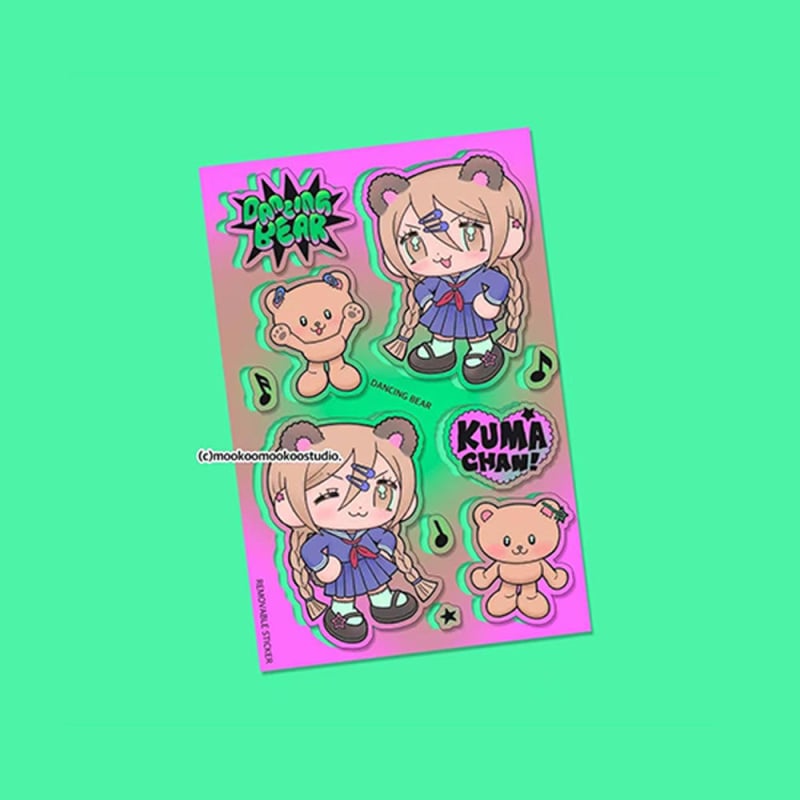 Stickere pentru planner: stil coreean, caracter cu uniformă Y2K, adezive, hârtie sintetică, imprimare, fără licență IP