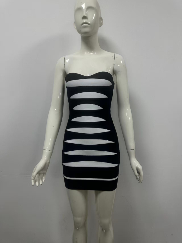 Rochie fără mâneci, tub-stil, talie înaltă, croială strânsă, viscoză cu plasă