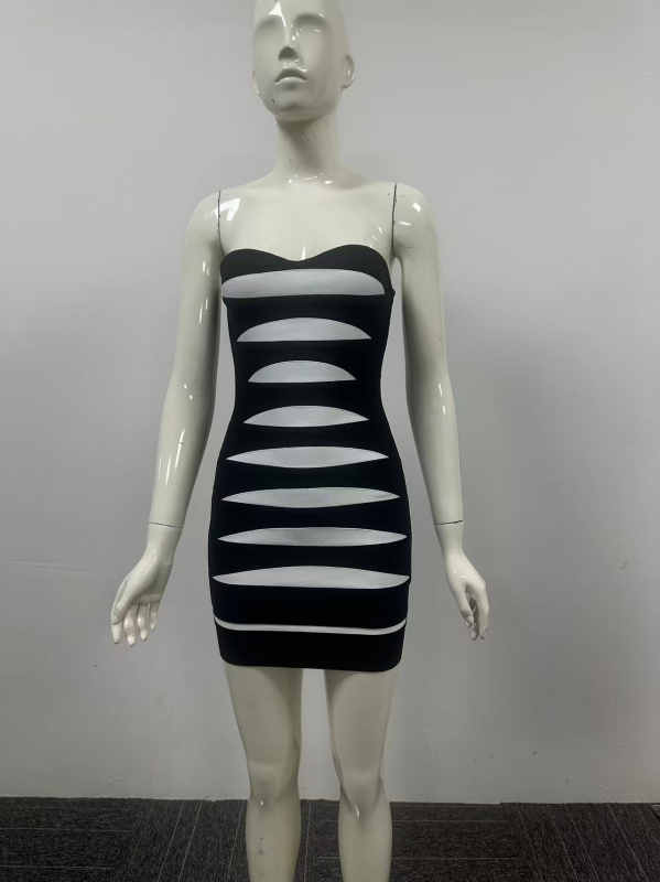 Rochie fără mâneci, tub-stil, talie înaltă, croială strânsă, viscoză cu plasă