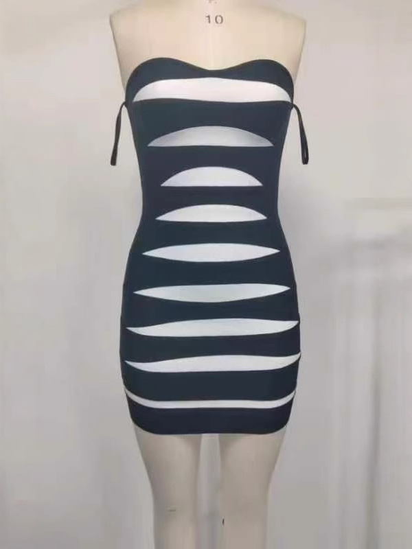 Rochie fără mâneci, tub-stil, talie înaltă, croială strânsă, viscoză cu plasă