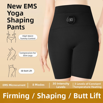 EMS sportinės kelnes su šildymo impulsu – kūno formavimas, sėdmenų pakėlimas, be siūlių; USB įkrovimas, mygtuko valdymas, 3 valandų veikimo laikas