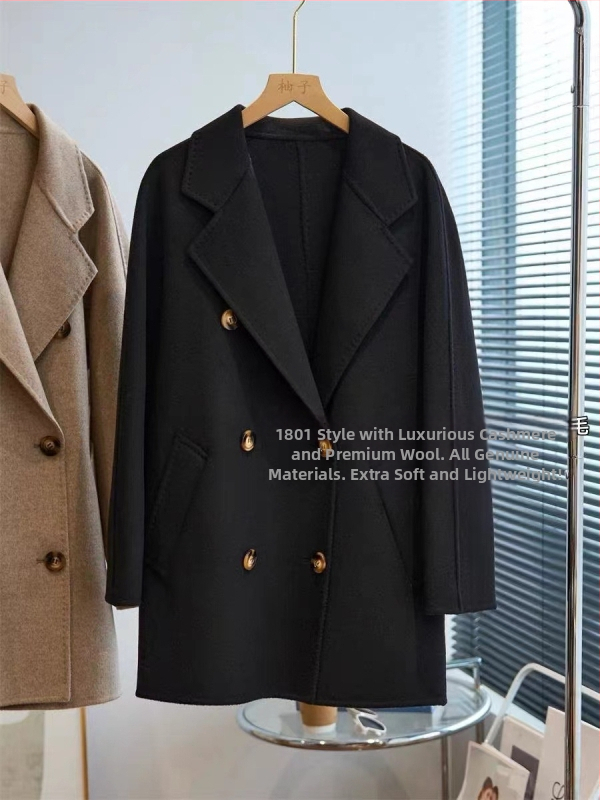 Palton din tweed reversibil pentru femei, amestec cașmir-lână (cașmir <30%, lână 80–90%), toamnă 2024.