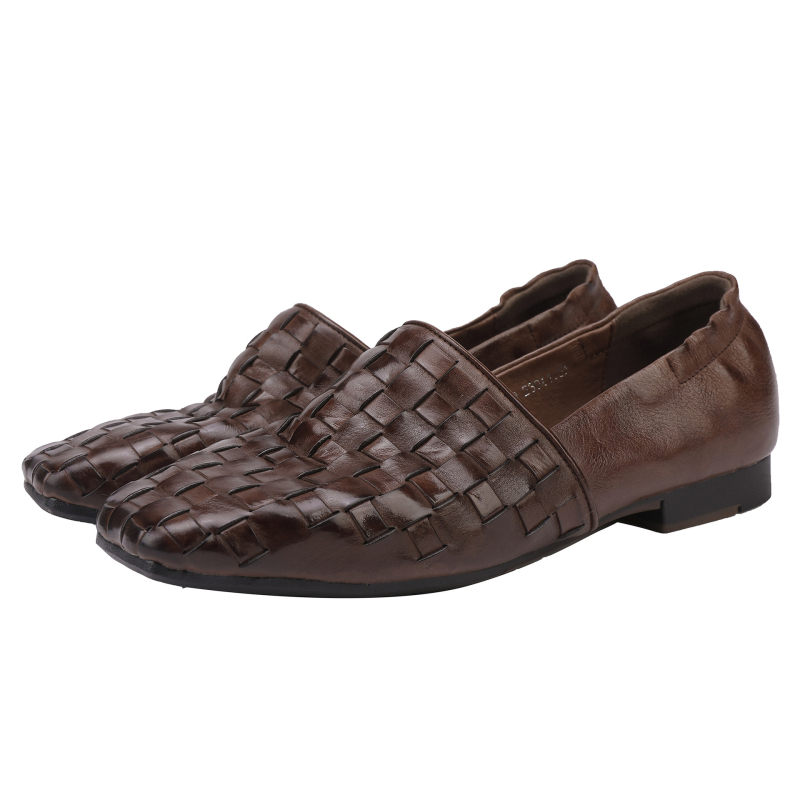 Ženske loafers – Kvadratni vrh, Gornji materijal: koža prvog sloja, Niska peta 1–3 cm, Gumena potplat, Unutarnji materijal: koža goveda