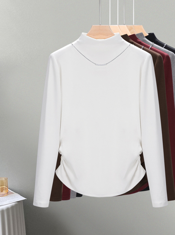 Majica s polu-okruglim ovratnikom, dugi rukavi, slim fit, akril