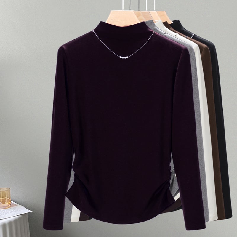 Majica s polu-okruglim ovratnikom, dugi rukavi, slim fit, akril