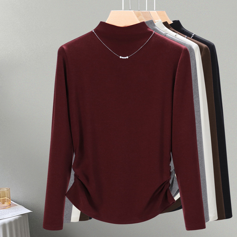 Majica s polu-okruglim ovratnikom, dugi rukavi, slim fit, akril