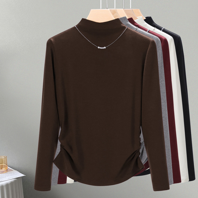 Majica s polu-okruglim ovratnikom, dugi rukavi, slim fit, akril