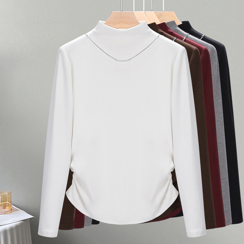 Majica s polu-okruglim ovratnikom, dugi rukavi, slim fit, akril
