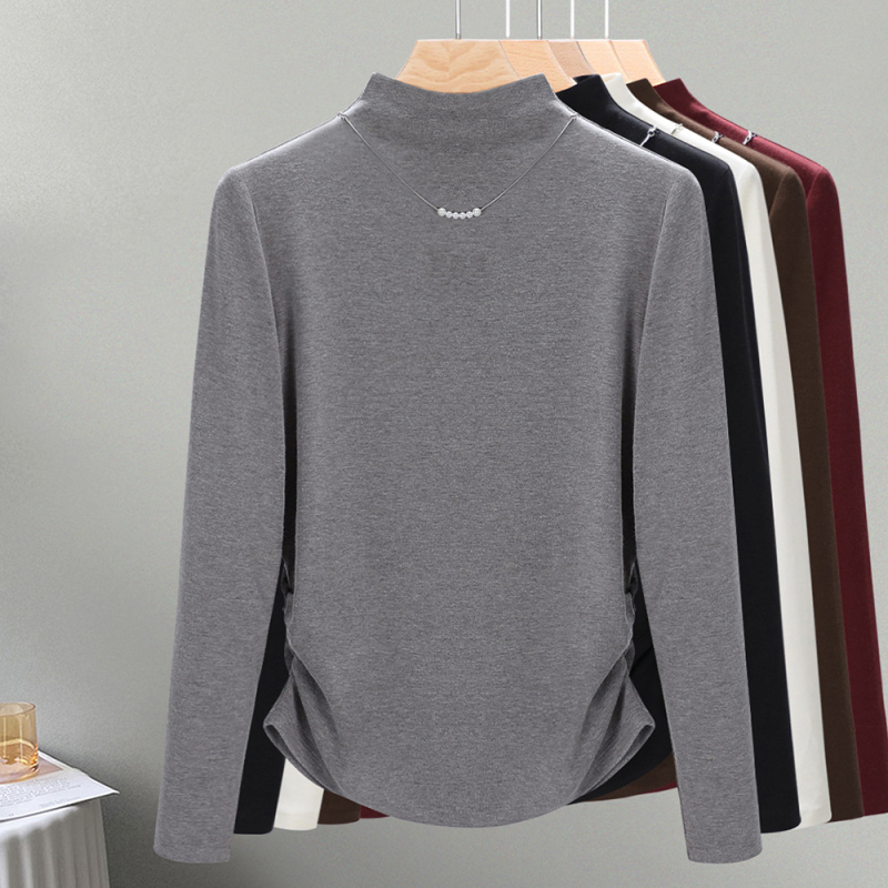 Majica s polu-okruglim ovratnikom, dugi rukavi, slim fit, akril