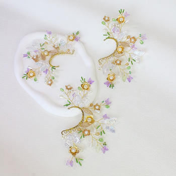 Cercei clip-on cu fluture, stil exotic, lucrare manuală, aliaj, perlă încrustată, cristale