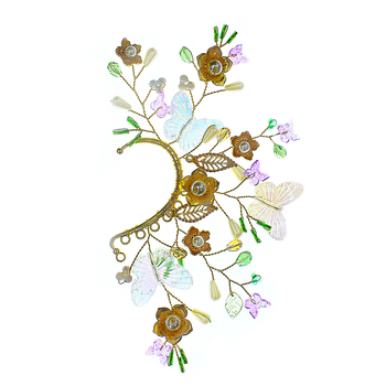 Cercei clip-on cu fluture, stil exotic, lucrare manuală, aliaj, perlă încrustată, cristale